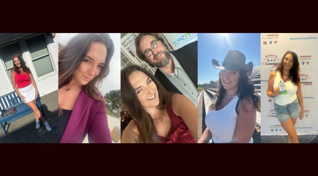 A collage of Grace Barnhart and her father, who both have Marfan syndrome